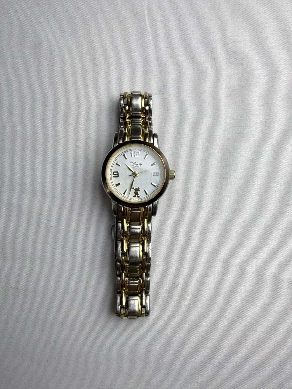 Disney Time Works Mickey Mouse Two-Tone Quartz Watch with Date Quiet Luxury Vint